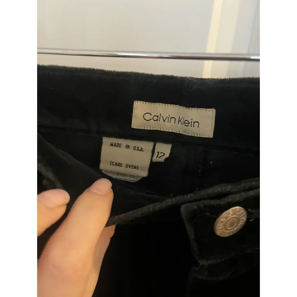 Calvin Klein Black Velour High Rise Pants Women’s Size 12